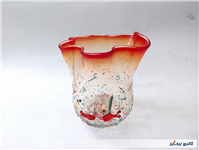 گلدان شیشه ای دستساز خوشرنگ قدیمی خاص