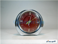 ساعت رومیزی قدیمی کوکی رنگ استیل و قرمز