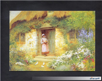 کارت پستال چاپ انگلستان طرح دختر کنار کلبه