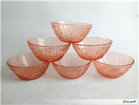 6کاسه شیشه ای قدیمی صورتی برجسته