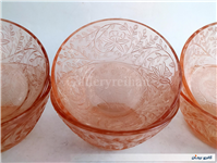 6کاسه شیشه ای قدیمی صورتی برجسته