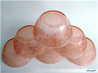 6کاسه شیشه ای قدیمی صورتی برجسته