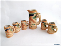 پارچ و لیوان سرامیکی گوزن و روباه قدیمی 