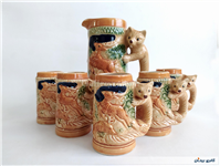 پارچ و لیوان سرامیکی گوزن و روباه قدیمی 