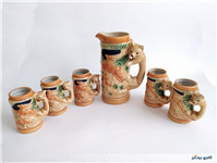 پارچ و لیوان سرامیکی گوزن و روباه قدیمی 