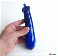 بادمجان کشیده شیشه ای دستساز قدیمی آبی