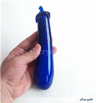 بادمجان کشیده شیشه ای دستساز قدیمی آبی