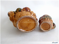 پارچ و لیوان سرامیکی قدیمی گل و میوه 