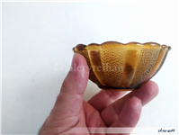 کاسه شیشه ای قدیمی و زیبا رنگ عسلی
