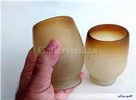جفت لیوان دستساز قدیمی مات رنگ قهوه ای