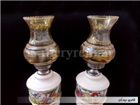 جفت چراغ لاله سرامیکی و برقی دل و دلبر 