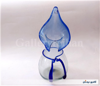 گلدان شیشه ای دستساز خوشرنگ قدیمی آبی