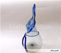 گلدان شیشه ای دستساز خوشرنگ قدیمی آبی