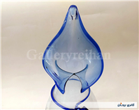 گلدان شیشه ای دستساز خوشرنگ قدیمی آبی