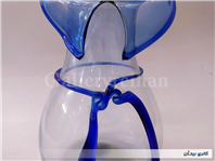 گلدان شیشه ای دستساز خوشرنگ قدیمی آبی