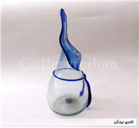 گلدان شیشه ای دستساز خوشرنگ قدیمی آبی