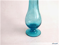 گلدان پایه دار لاله ای قدیمی دستساز آبی 