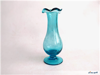 گلدان پایه دار لاله ای قدیمی دستساز آبی 