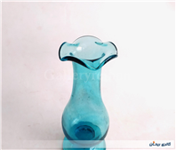 گلدان پایه دار لاله ای قدیمی دستساز آبی 
