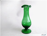 گلدان پایه دار لاله ای قدیمی دستساز سبز