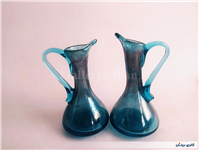 2 پارچ مینیاتوری دستساز شیشه ای آبی 