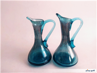 2 پارچ مینیاتوری دستساز شیشه ای آبی 