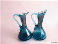 2 پارچ مینیاتوری دستساز شیشه ای آبی 