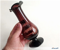 گلدان پایه دار لاله ای قدیمی دستساز زرشکی 