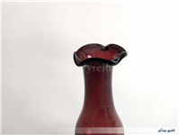 گلدان پایه دار لاله ای قدیمی دستساز زرشکی 