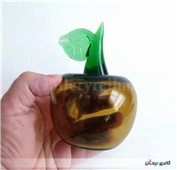سیب زرد شیشه ای دستساز قدیمی مناسب دکور