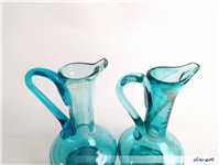 2 پارچ مینیاتوری دستساز شیشه ای آبی