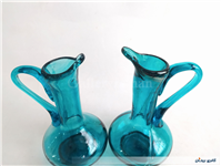 2 پارچ مینیاتوری دستساز شیشه ای آبی 