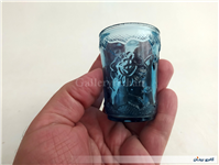 استکان قدیمی آبی طرح گل نوستالژی 