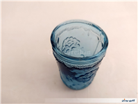 استکان قدیمی آبی طرح گل نوستالژی 
