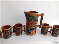 پارچ و لیوان سرامیکی قدیمی طرح کلبه 