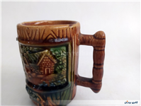 پارچ و لیوان سرامیکی قدیمی طرح کلبه 