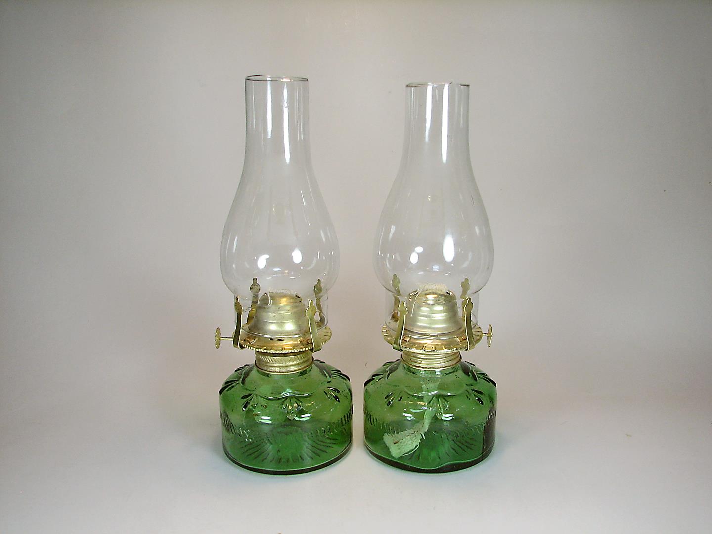 جفت چراغ نفتی سبز زیبا کاملا سالم